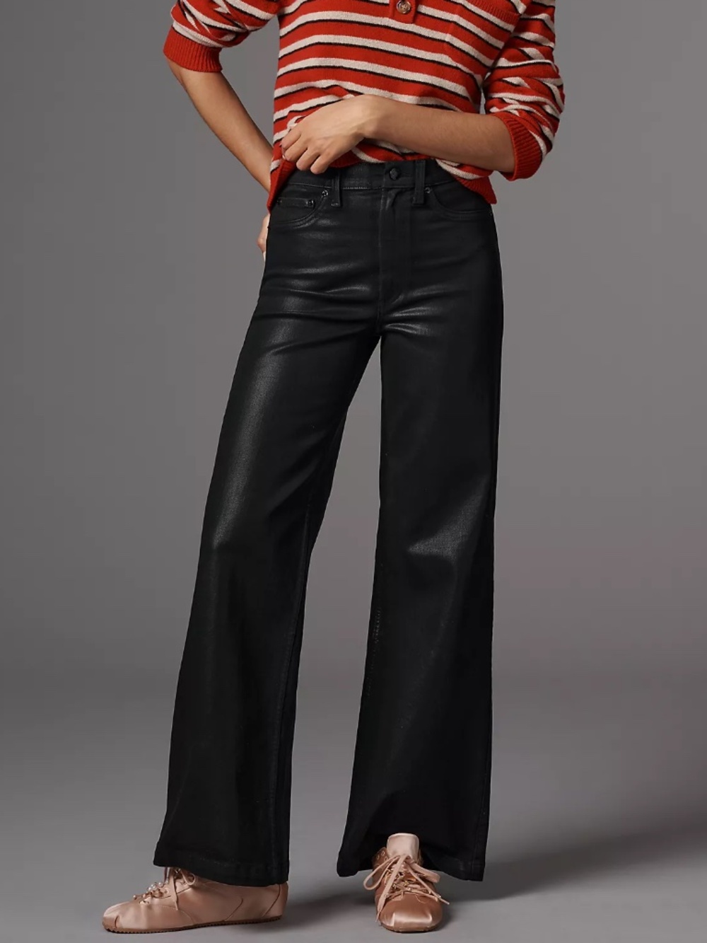 BNWT Pistola Lana High-Rise Wide-Leg Coated Jeans